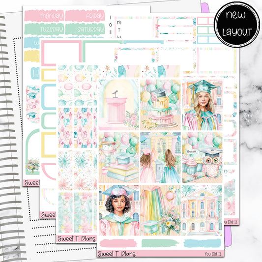 You Did It Graduation Weekly Sticker Kit Universal Vertical Planners