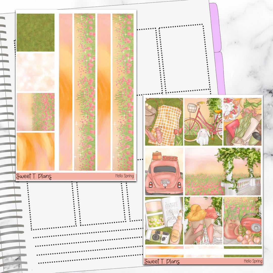 Hello Spring Weekly Sticker Kit Universal Vertical Planners
