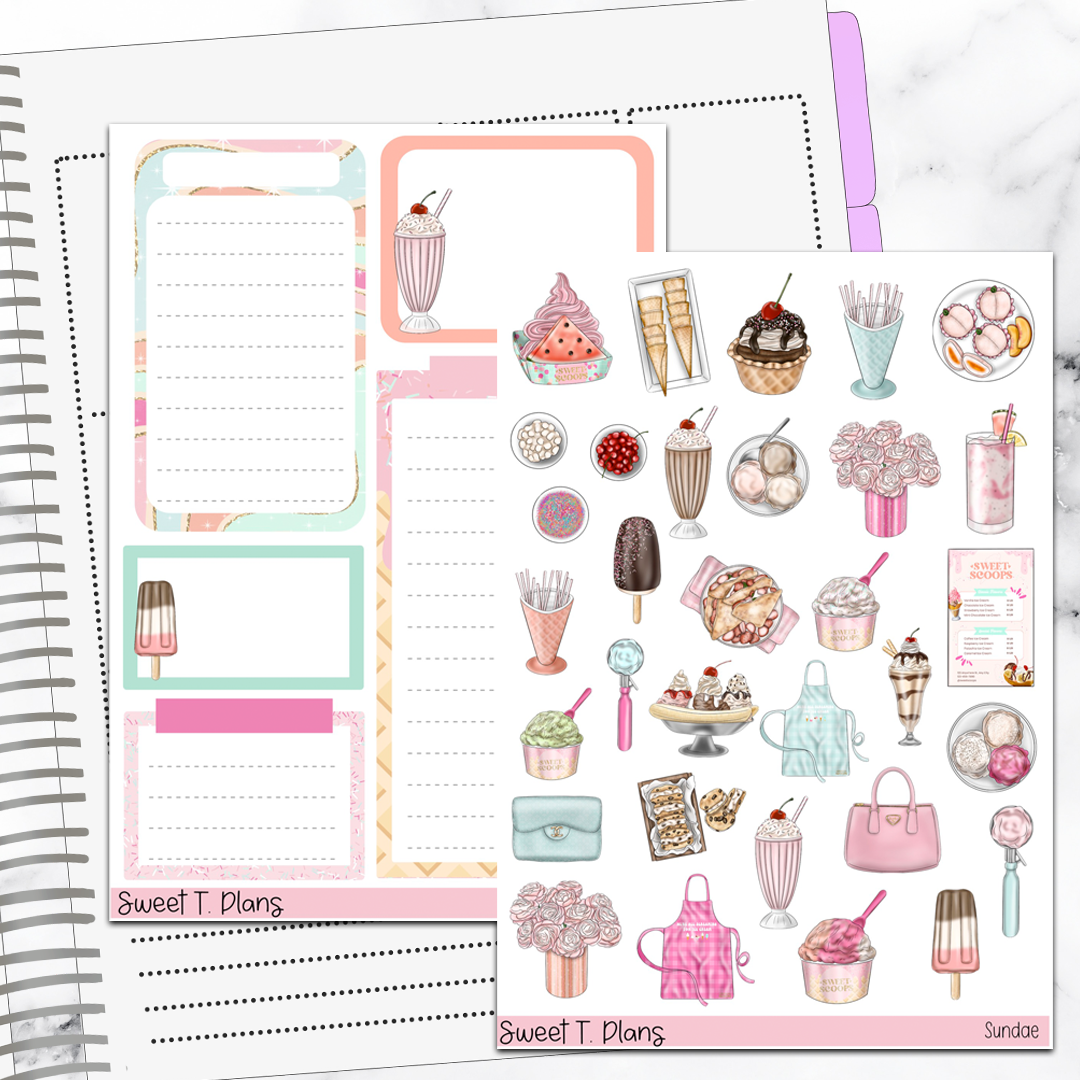 Sundae Ice Cream Deco Sticker Kit