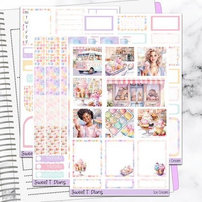 Ice Cream Summer Treat Hobonichi Cousin Weekly Sticker Kit