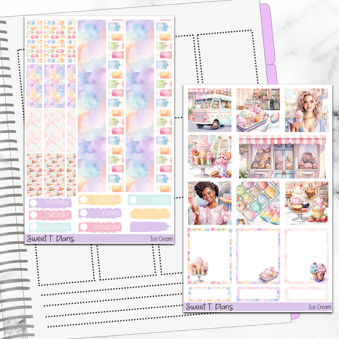 Ice Cream Summer Treat Hobonichi Cousin Weekly Sticker Kit