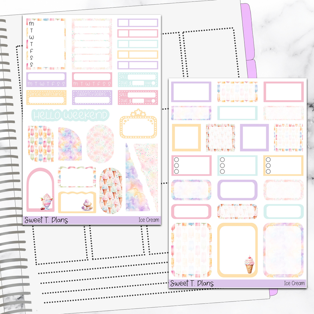 Ice Cream Summer Treat Hobonichi Cousin Weekly Sticker Kit