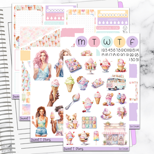 Ice Cream Summer Treat Bundle or Single Sheets Weekly Ultimate Journaling Kit