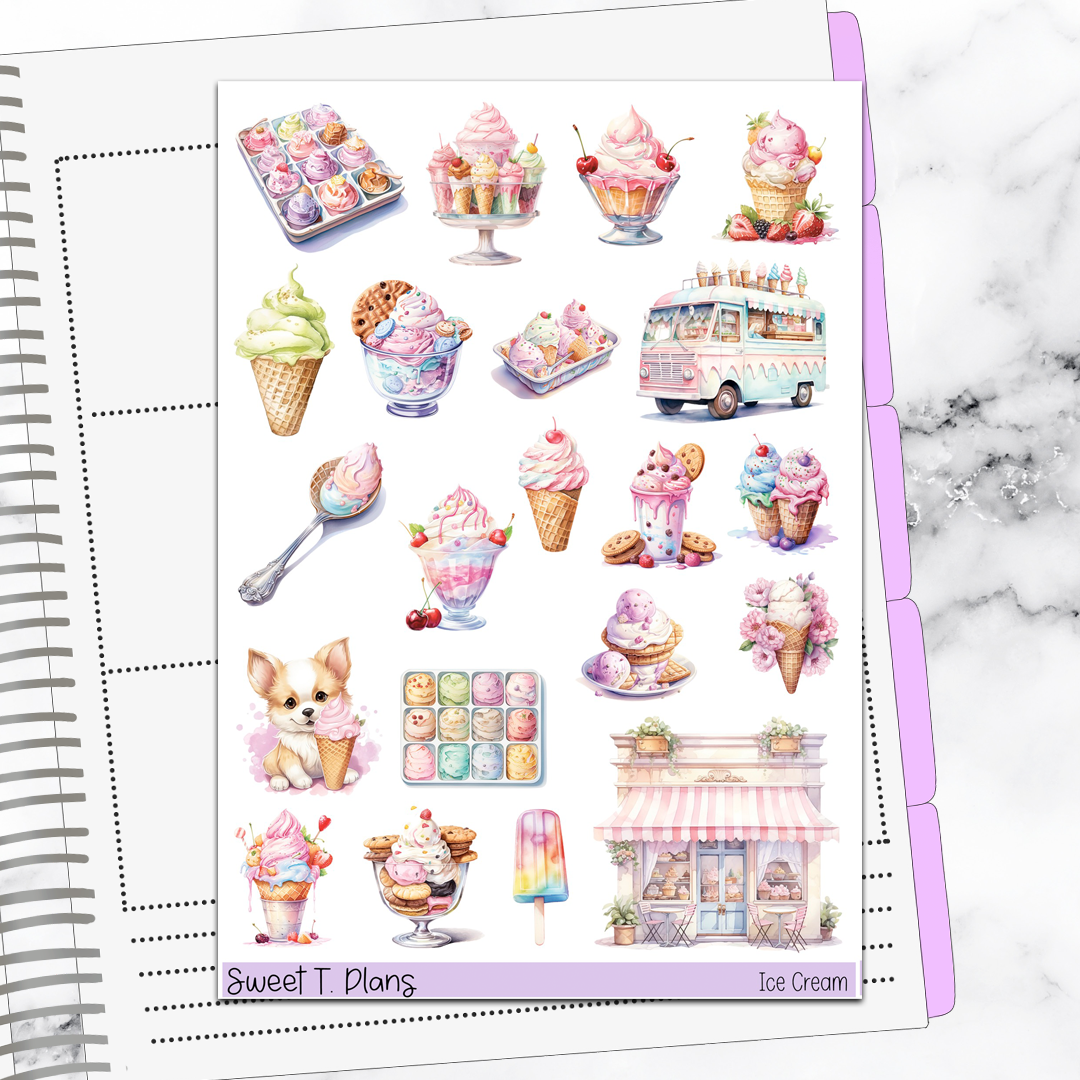 Ice Cream Summer Treat Hobonichi Cousin Weekly Sticker Kit