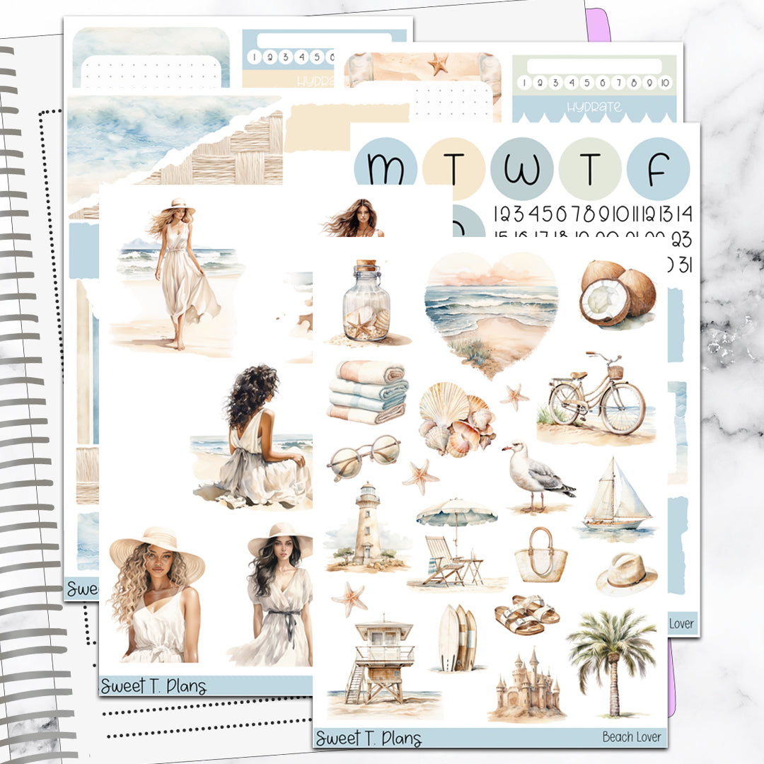 Beach Lover Bundle or Single Sheets Weekly Ultimate Journaling Kit