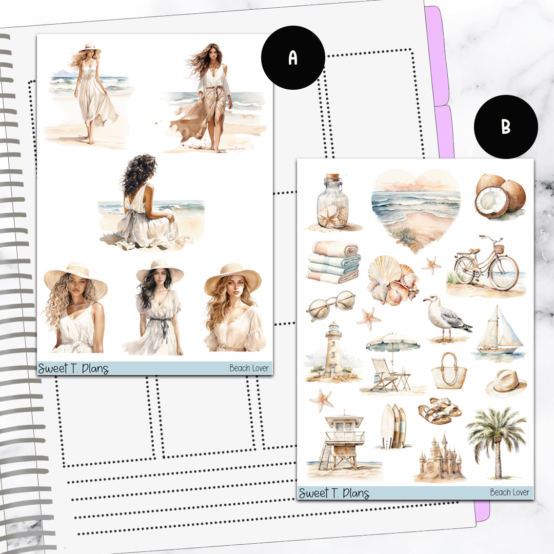 Beach Lover Bundle or Single Sheets Weekly Ultimate Journaling Kit
