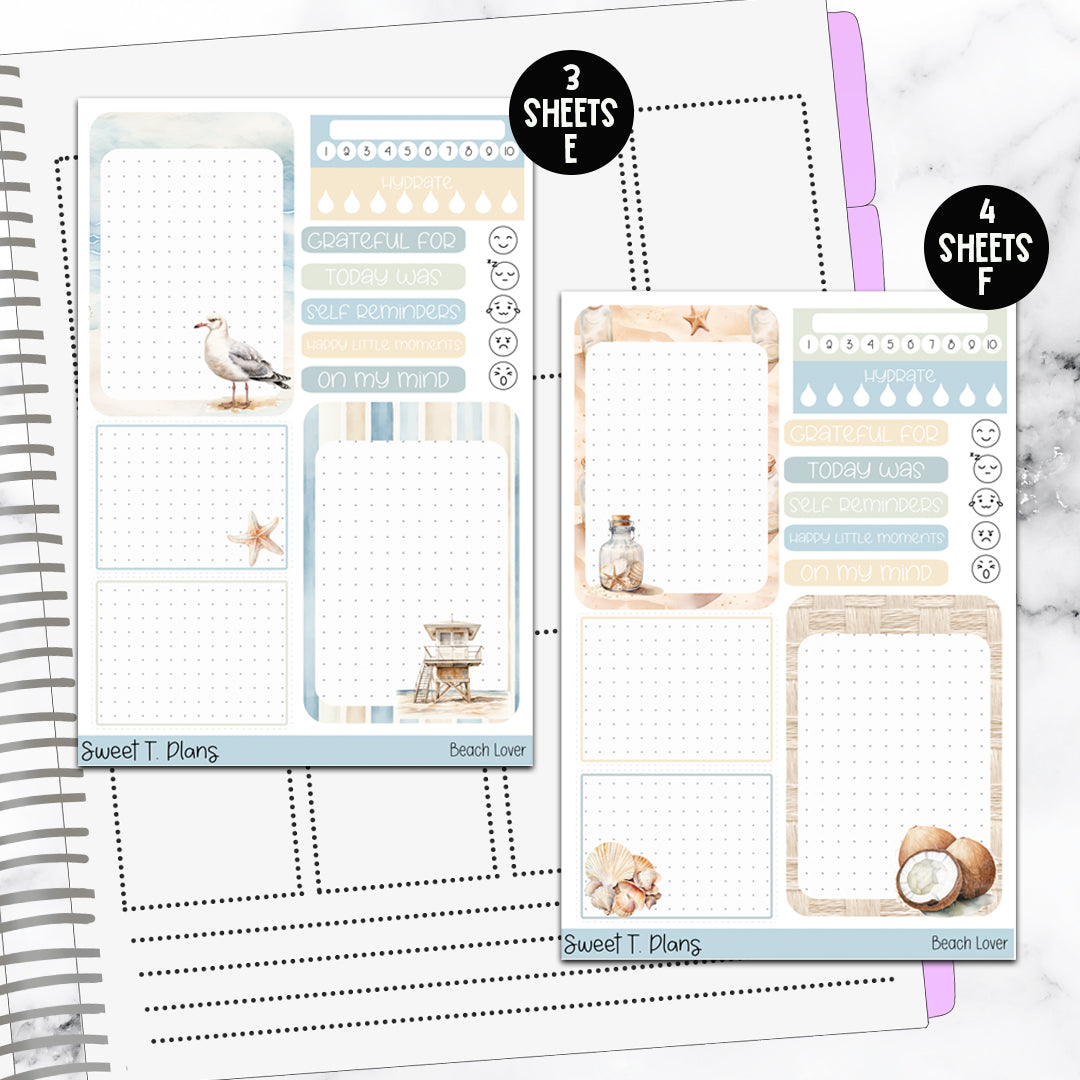 Beach Lover Bundle or Single Sheets Weekly Ultimate Journaling Kit