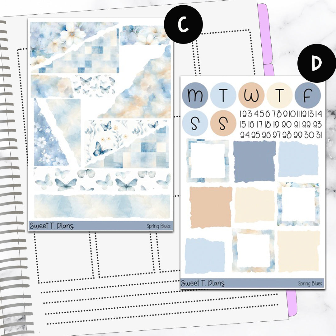 Spring Blues Bundle or Single Sheets Weekly Ultimate Journaling Kit