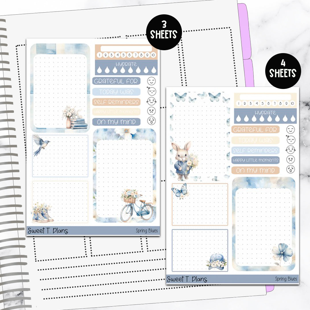 Spring Blues Bundle or Single Sheets Weekly Ultimate Journaling Kit