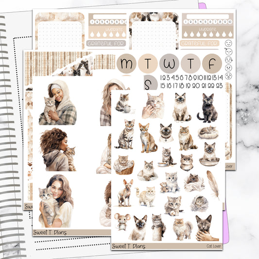 Cat Lover Bundle or Single Sheets Weekly Ultimate Journaling Kit