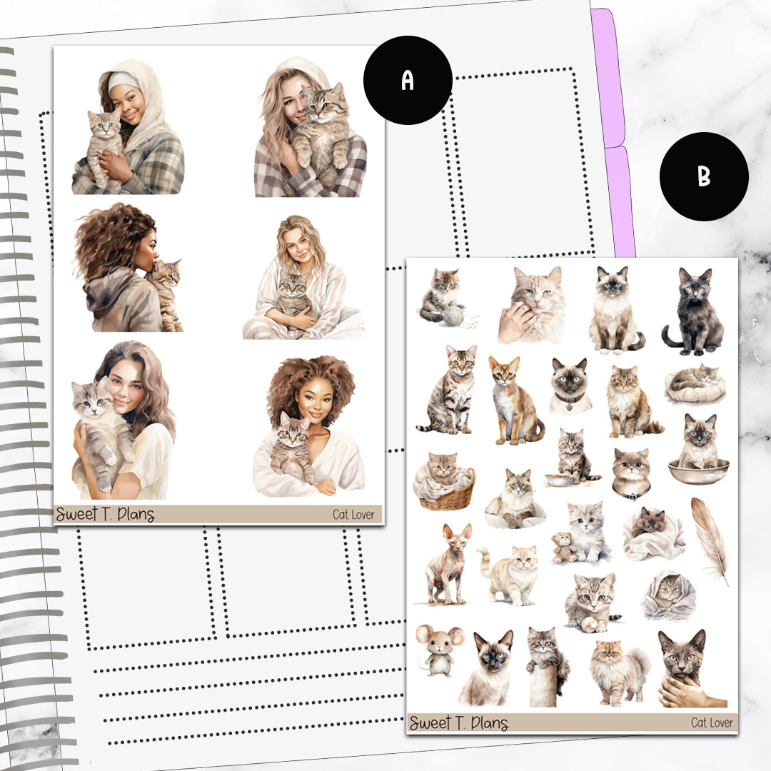 Cat Lover Bundle or Single Sheets Weekly Ultimate Journaling Kit