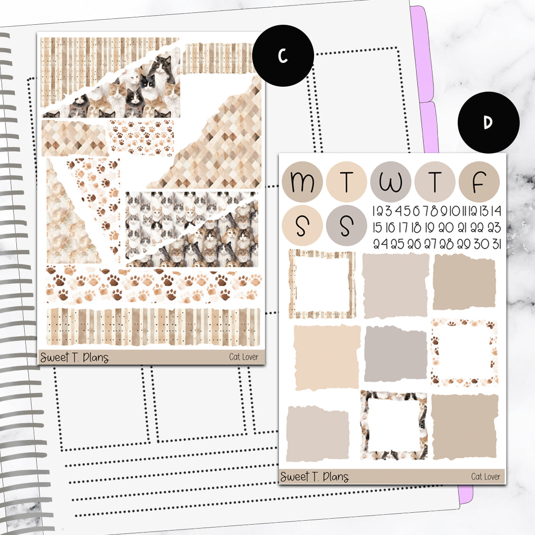 Cat Lover Bundle or Single Sheets Weekly Ultimate Journaling Kit