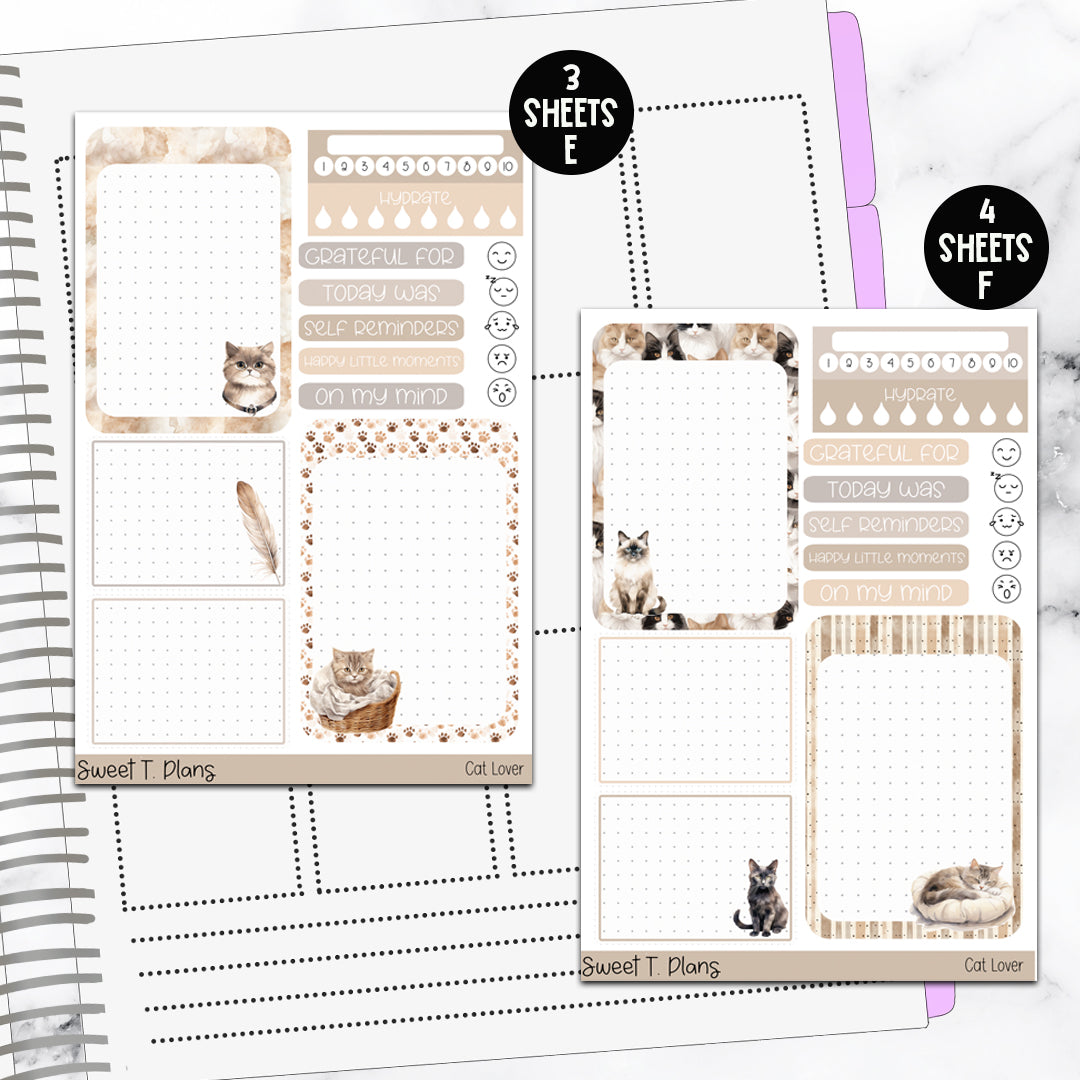 Cat Lover Bundle or Single Sheets Weekly Ultimate Journaling Kit