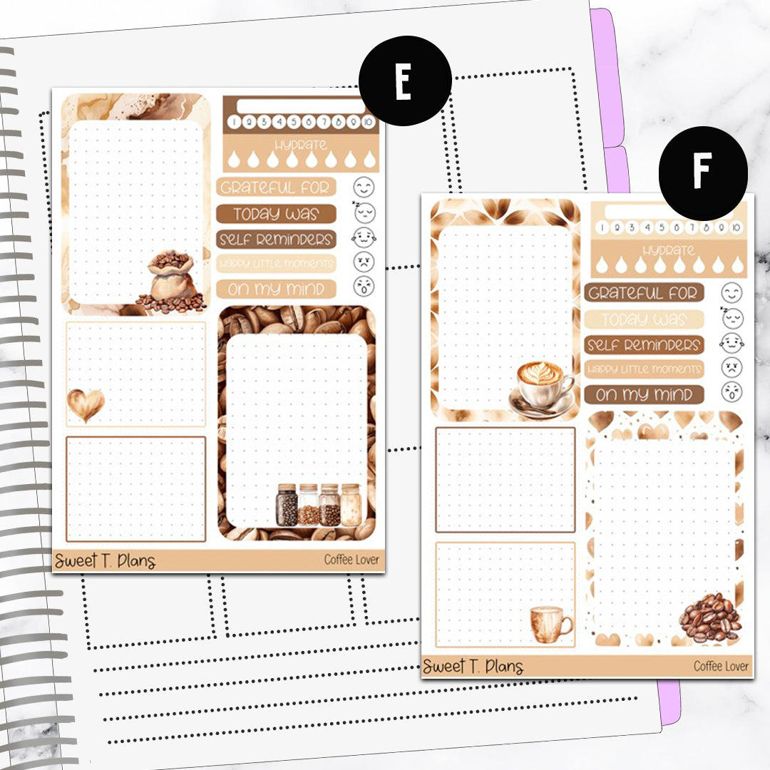 Coffee Lover Bundle or Single Sheets Weekly Ultimate Journaling Kit