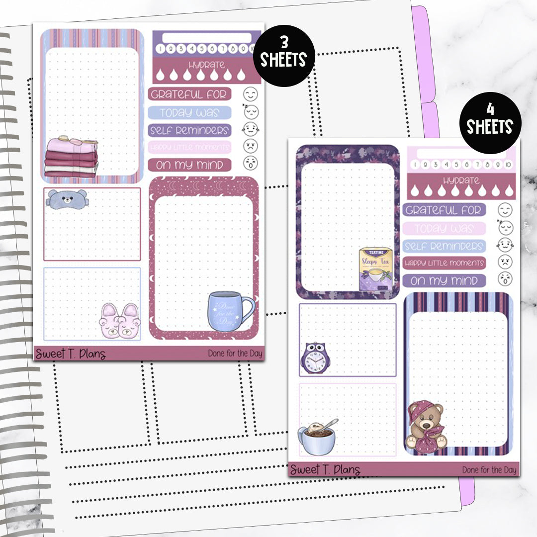 Done for the Day Night Routine Bundle or Single Sheet Weekly Ultimate Journaling Kit