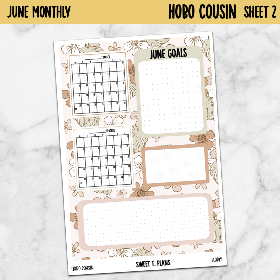 June Monthly Floral Jumbo Sticker A5w A5 B6 Hobonichi Cousin