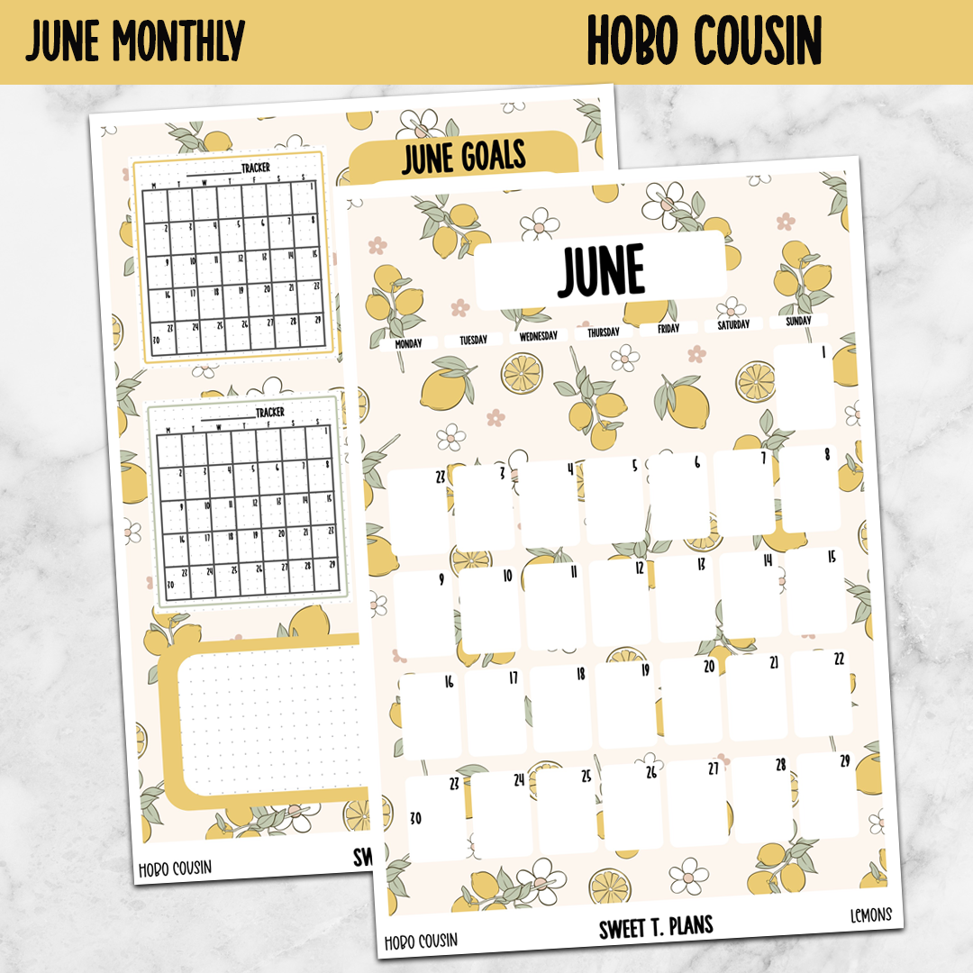 June Monthly Lemons Jumbo Sticker A5w A5 B6 Hobonichi Cousin