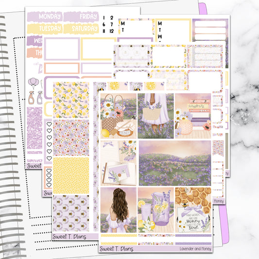 Lavender and Honey Weekly Sticker Kit Universal Vertical Planners