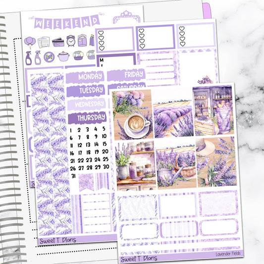 Lavender Fields Spring Vertical Mini/ B6 Print Pression Weekly Sticker Kit