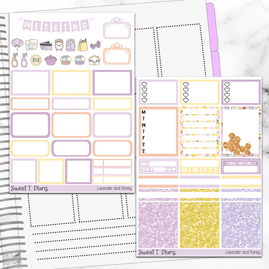 Lavender and Honey Vertical Mini/ B6 Print Pression Weekly Sticker Kit