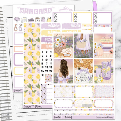 Lavender and Honey Vertical Mini/ B6 Print Pression Weekly Sticker Kit