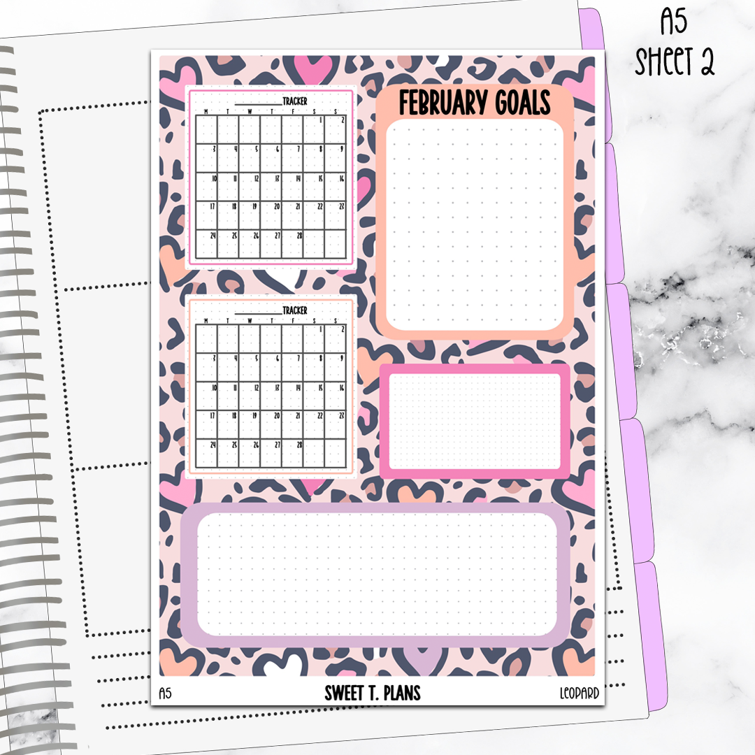 February  Monthly Leopard Jumbo Sticker A5w A5 B6 Hobonichi Cousin