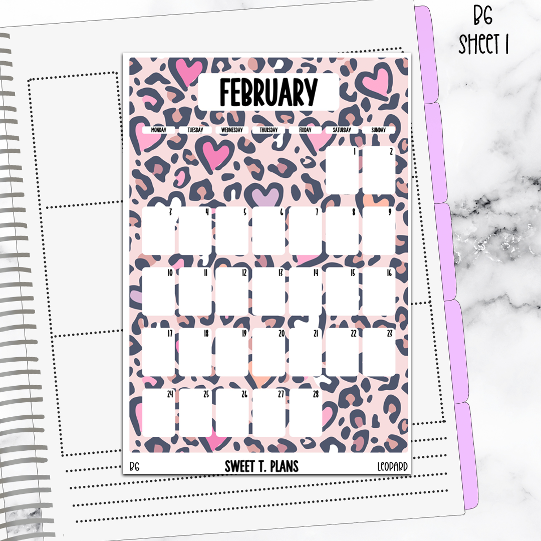 February  Monthly Leopard Jumbo Sticker A5w A5 B6 Hobonichi Cousin