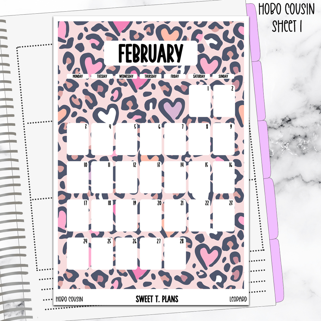 February  Monthly Leopard Jumbo Sticker A5w A5 B6 Hobonichi Cousin