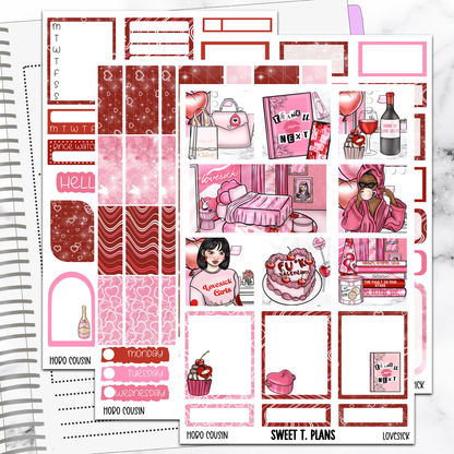 Lovesick Valentines Hobonichi Cousin Weekly Sticker Kit