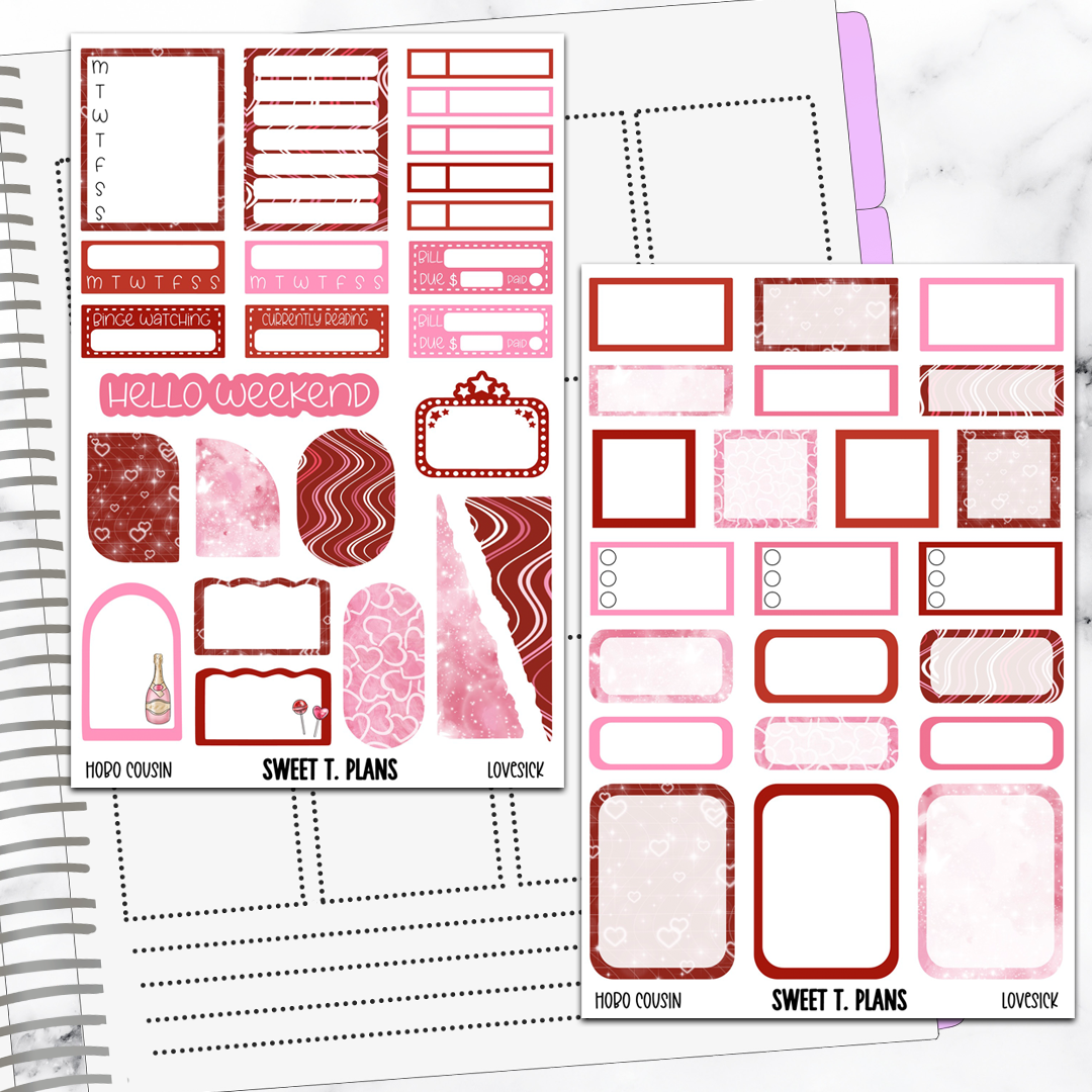 Lovesick Valentines Hobonichi Cousin Weekly Sticker Kit