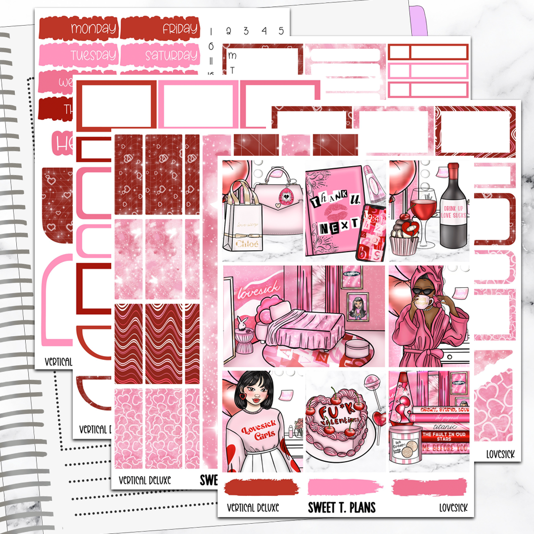 Lovesick Valentines Kit Universal Vertical Planners