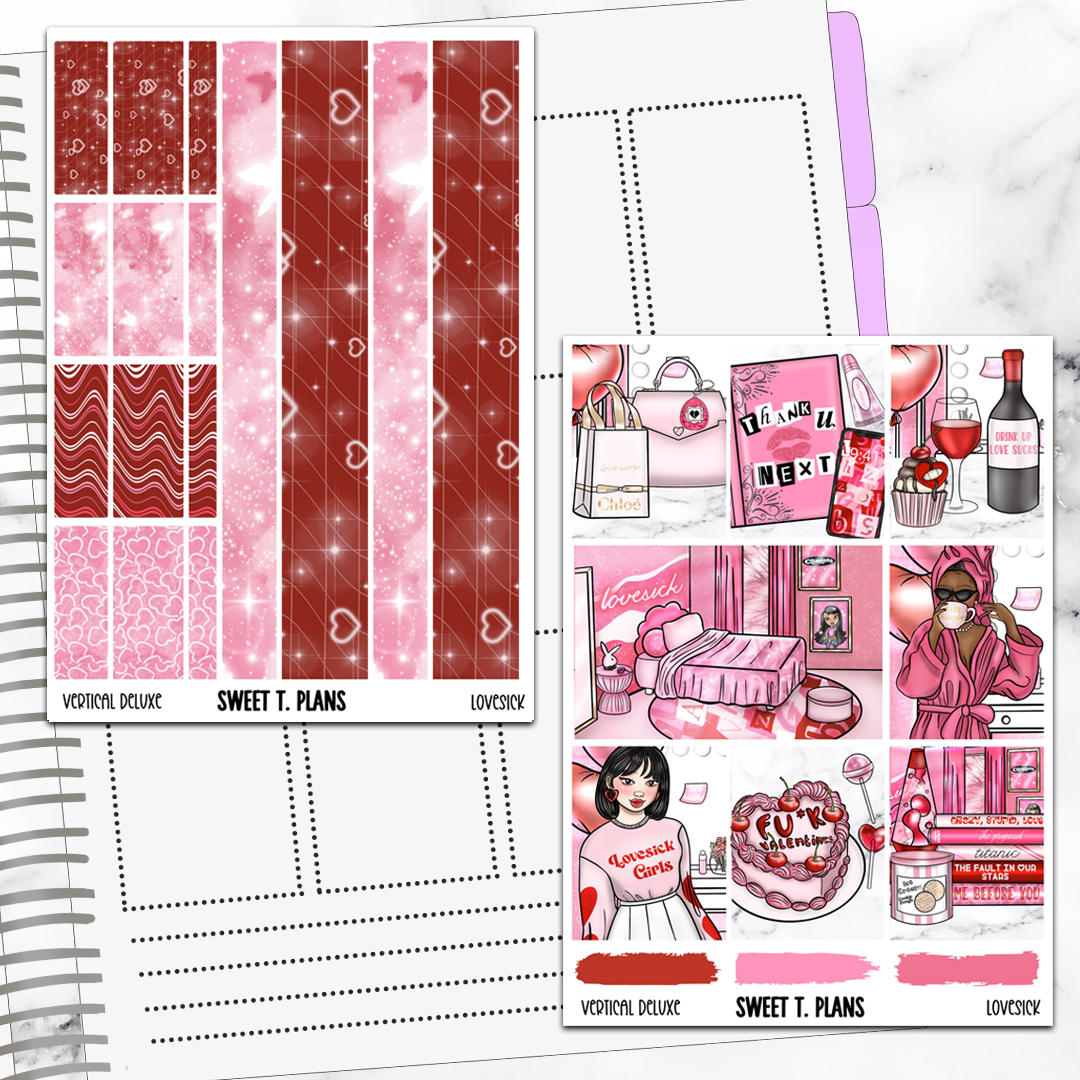 Lovesick Valentines Kit Universal Vertical Planners