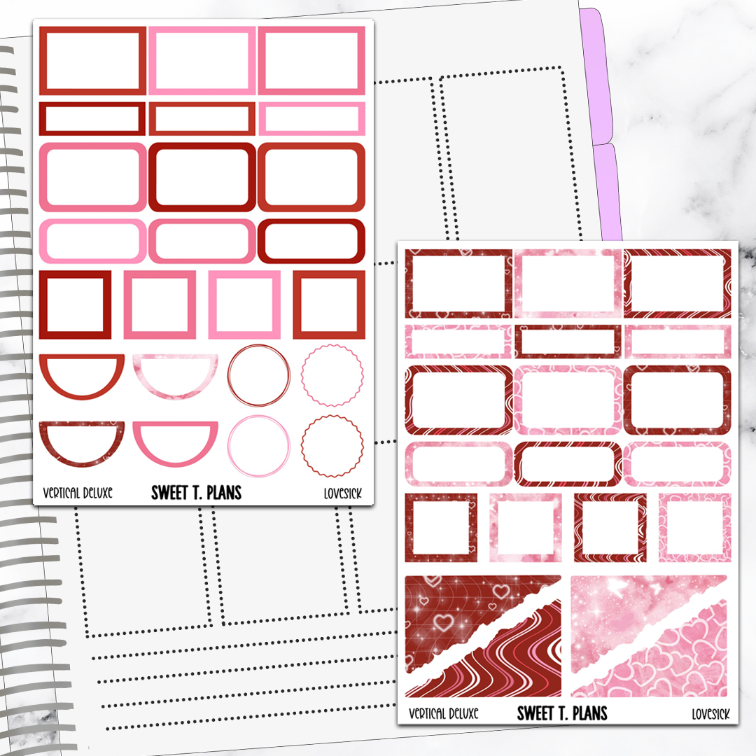 Lovesick Valentines Kit Universal Vertical Planners