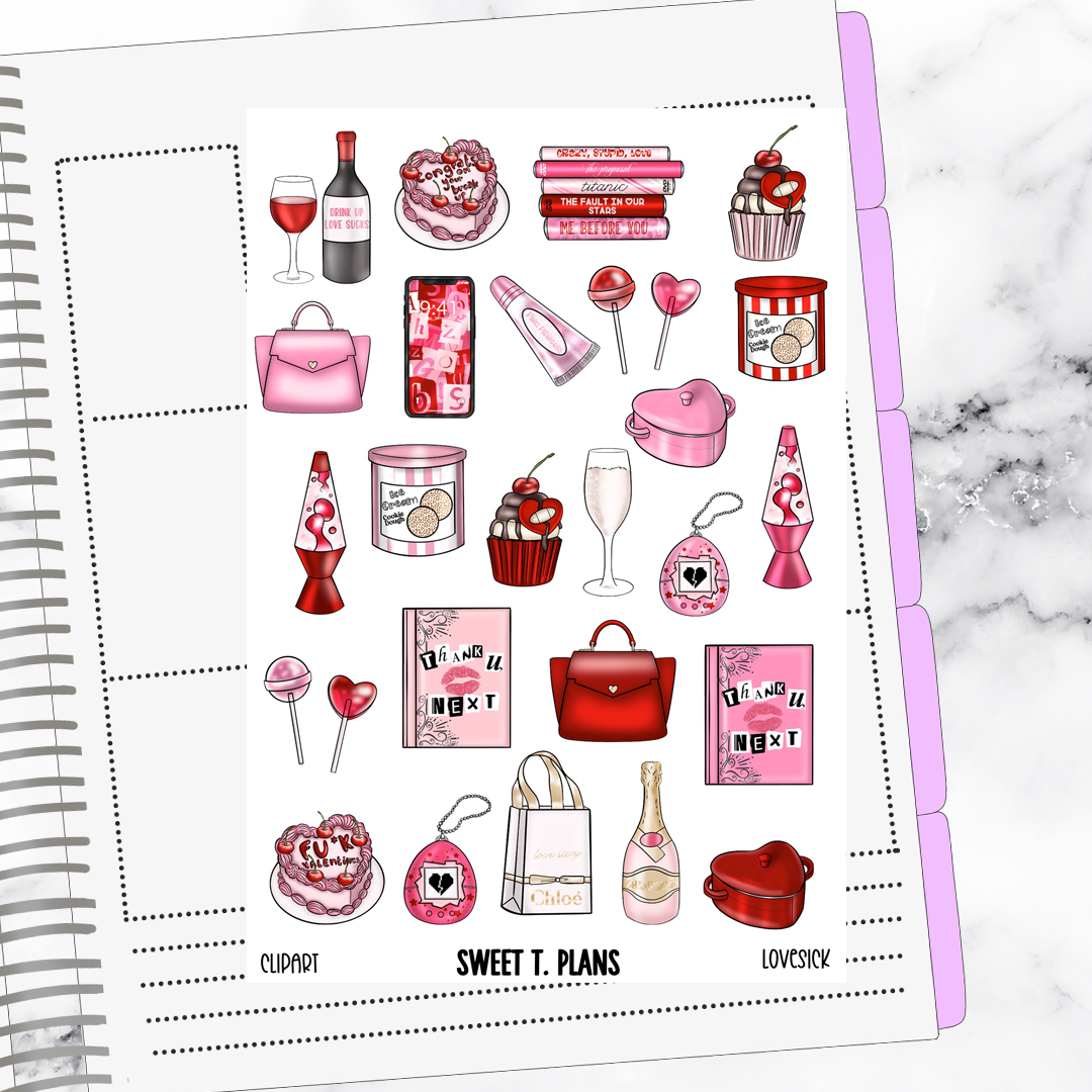 Lovesick Valentines Kit Universal Vertical Planners