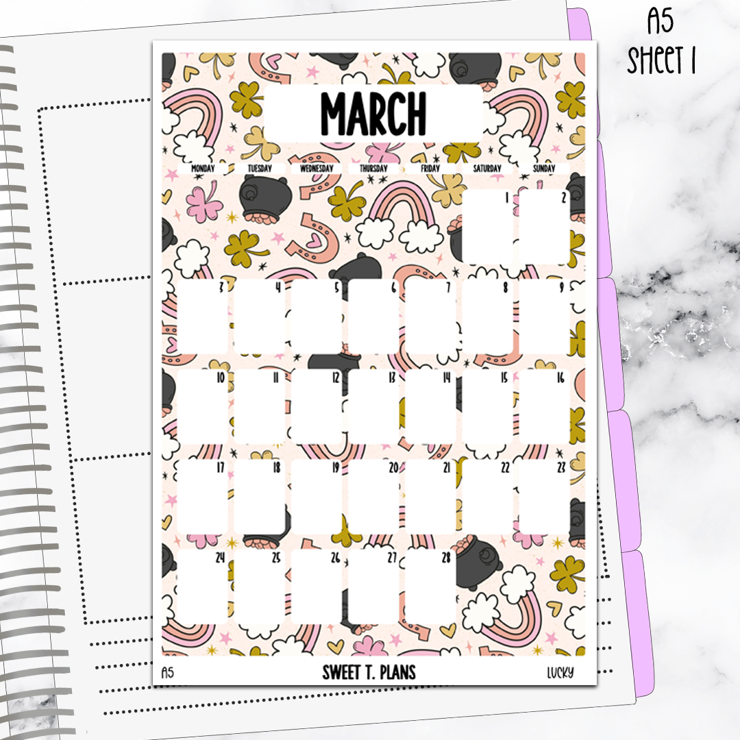 March  Monthly Lucky Jumbo Sticker A5w A5 B6 Hobonichi Cousin