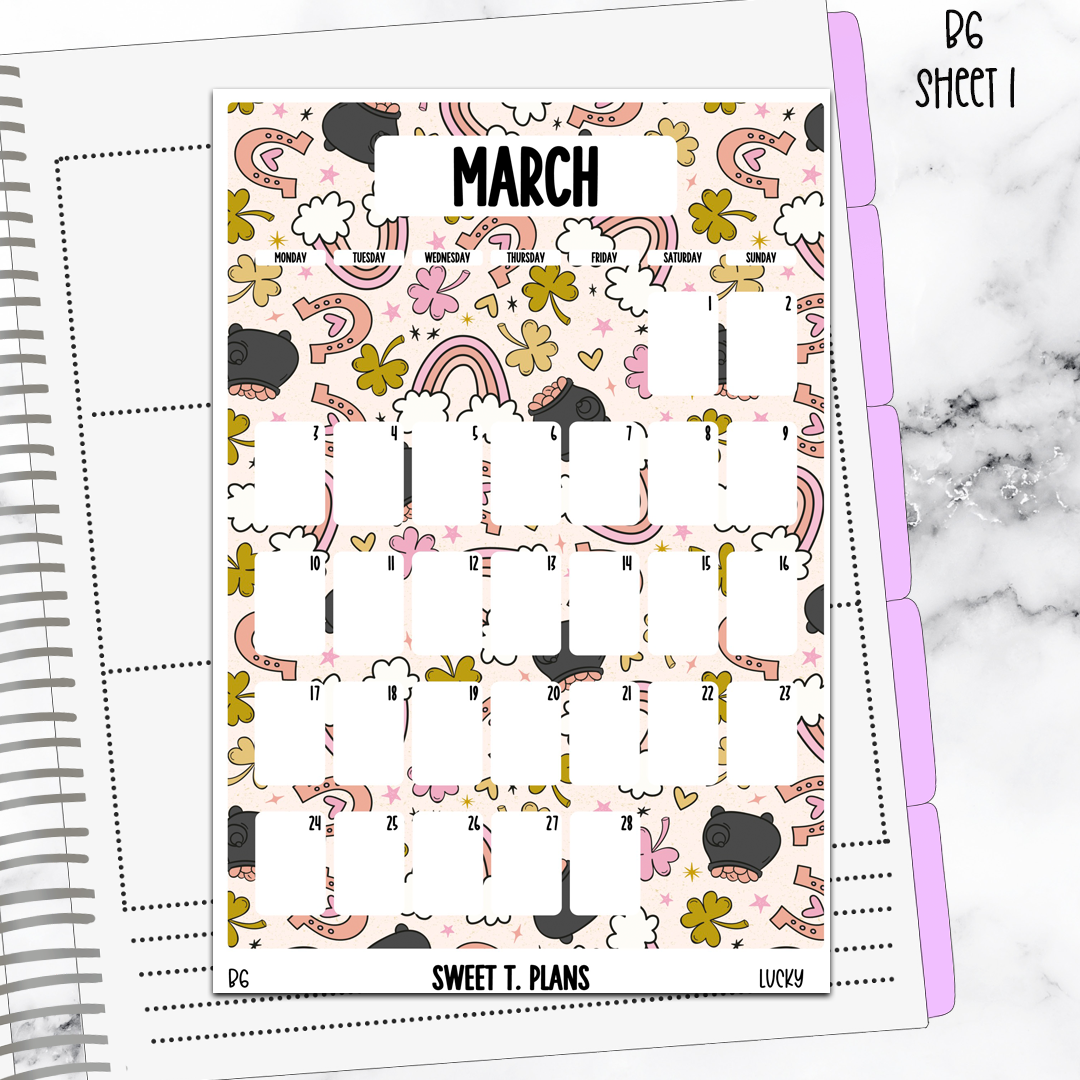 March  Monthly Lucky Jumbo Sticker A5w A5 B6 Hobonichi Cousin