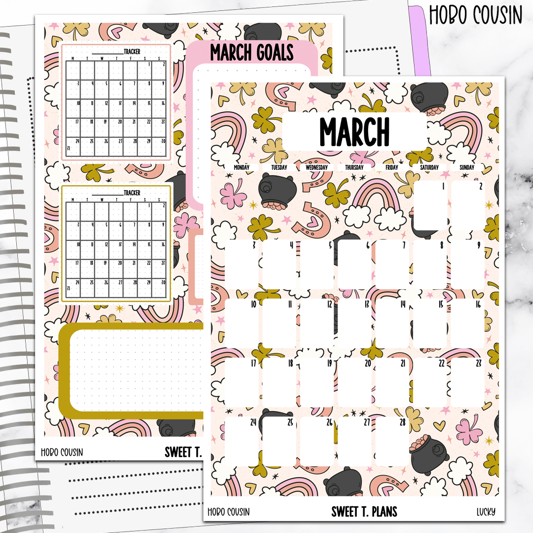 March  Monthly Lucky Jumbo Sticker A5w A5 B6 Hobonichi Cousin