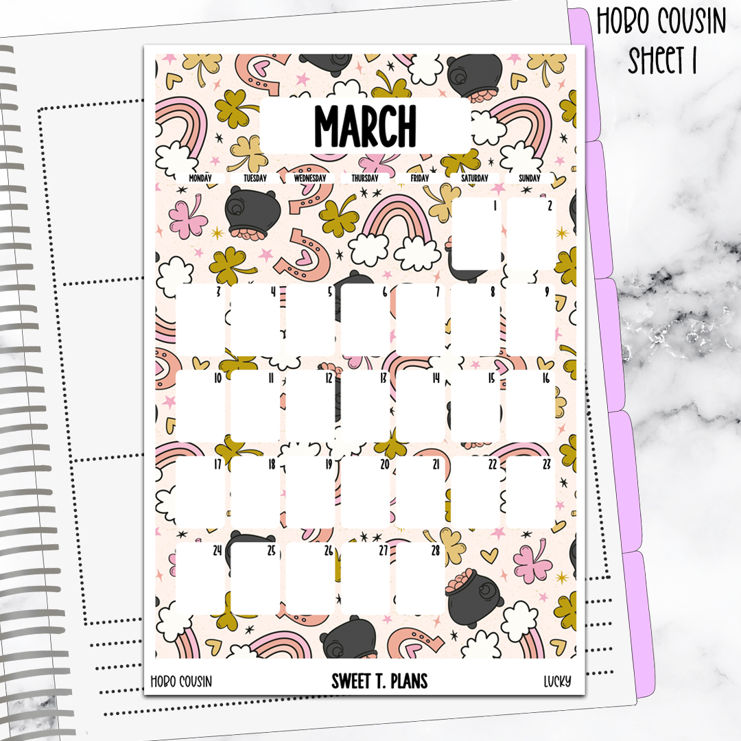 March  Monthly Lucky Jumbo Sticker A5w A5 B6 Hobonichi Cousin