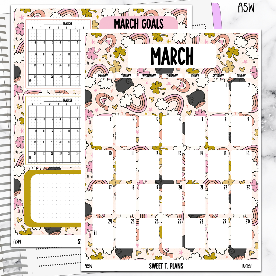 March  Monthly Lucky Jumbo Sticker A5w A5 B6 Hobonichi Cousin