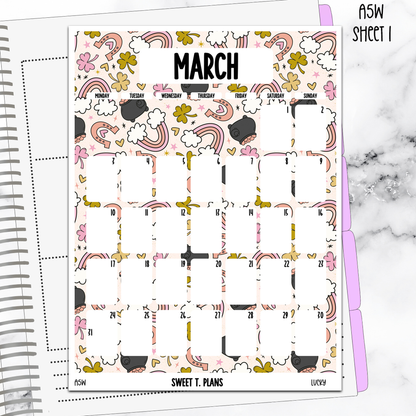 March  Monthly Lucky Jumbo Sticker A5w A5 B6 Hobonichi Cousin