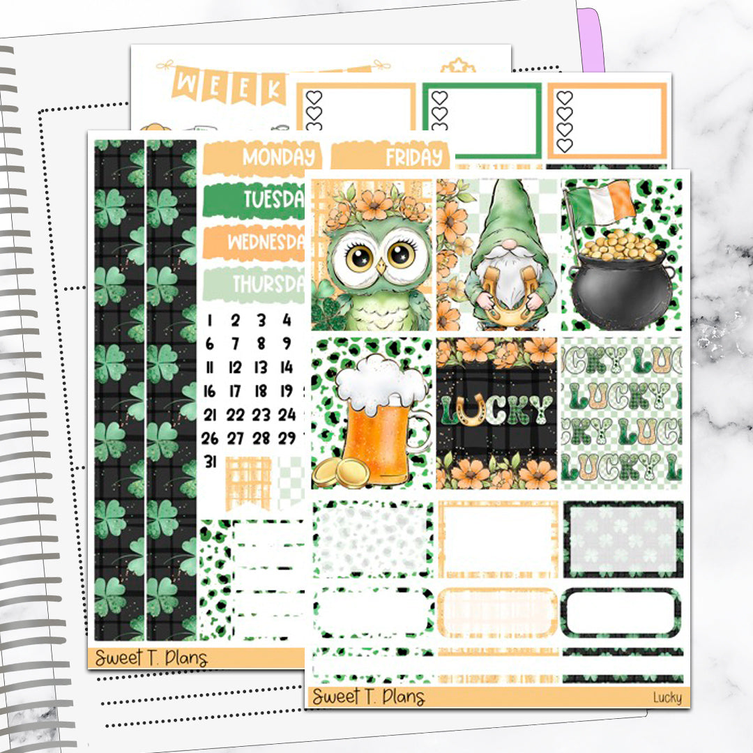 Lucky St. Patricks Day Vertical Mini/ B6 Print Pression Weekly Sticker Kit
