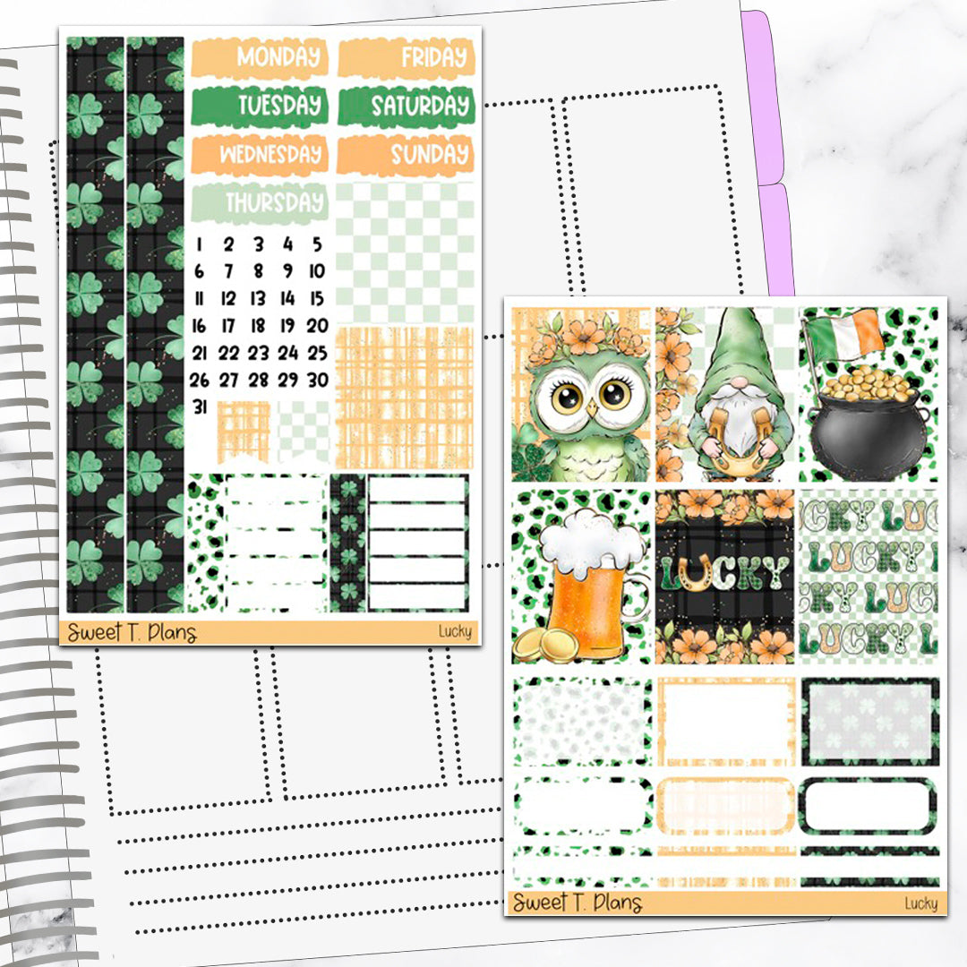 Lucky St. Patricks Day Vertical Mini/ B6 Print Pression Weekly Sticker Kit