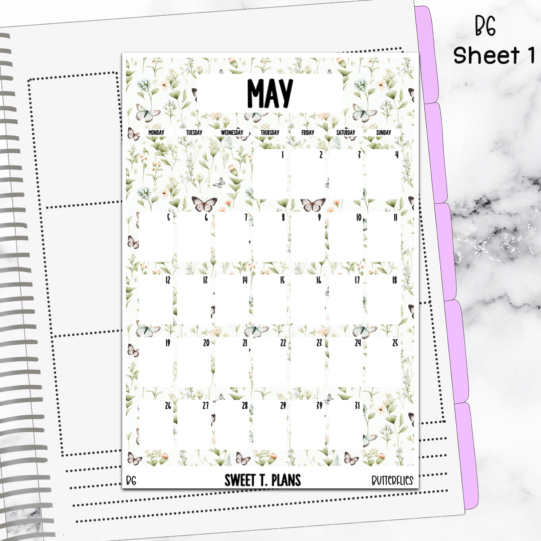 May Monthly Butterflies Jumbo Sticker A5w A5 B6 Hobonichi Cousin