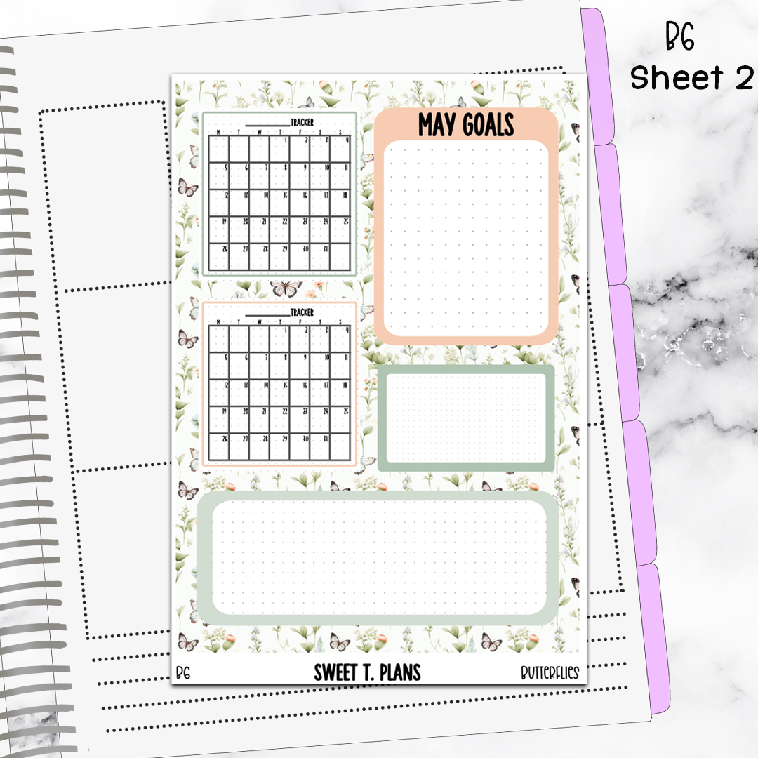 May Monthly Butterflies Jumbo Sticker A5w A5 B6 Hobonichi Cousin