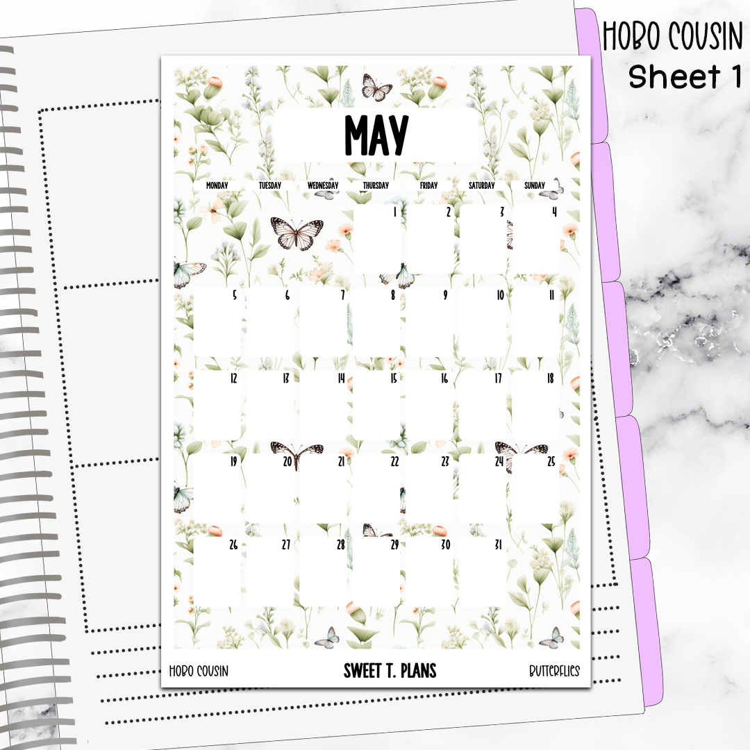 May Monthly Butterflies Jumbo Sticker A5w A5 B6 Hobonichi Cousin