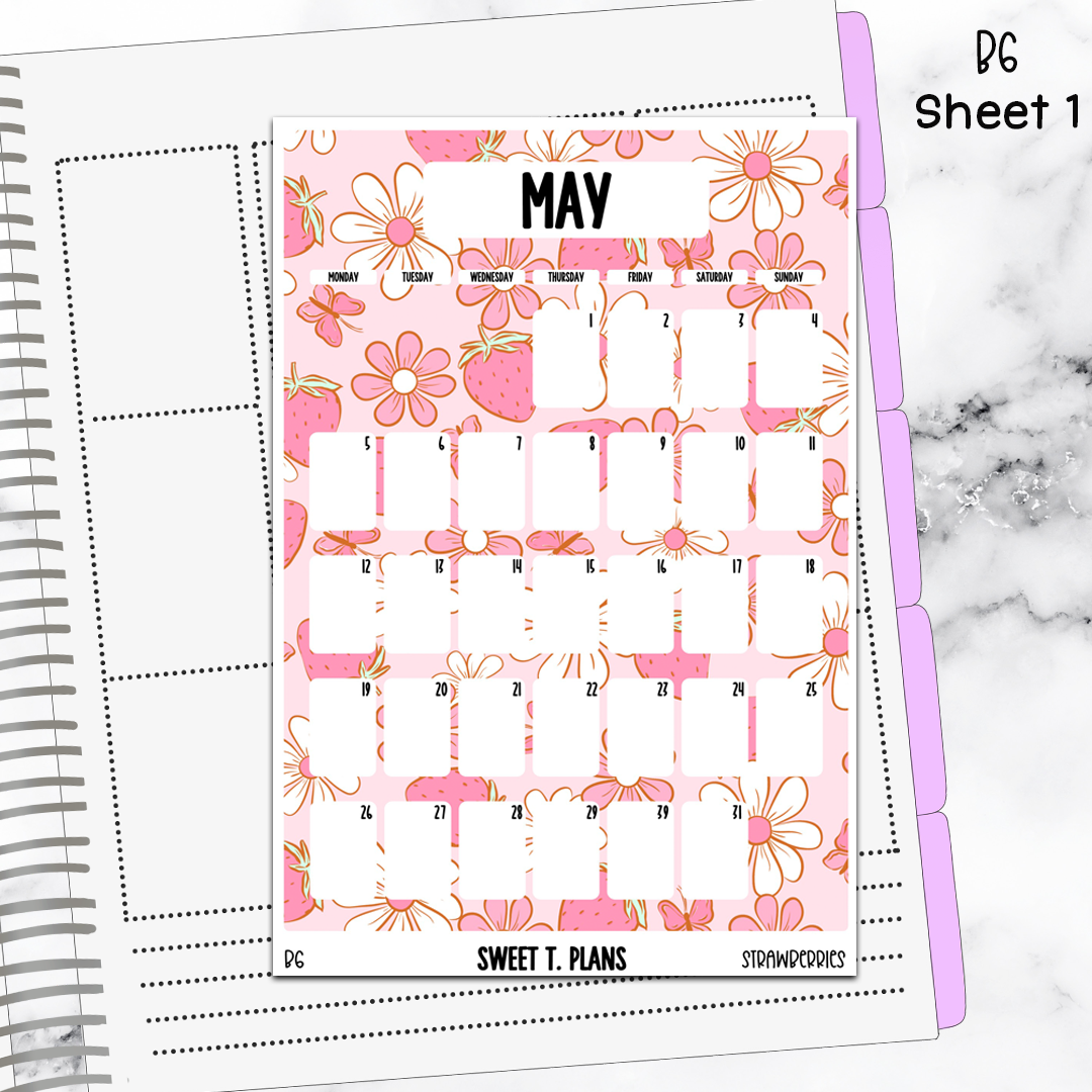 May Monthly Strawberries Jumbo Sticker A5w A5 B6 Hobonichi Cousin