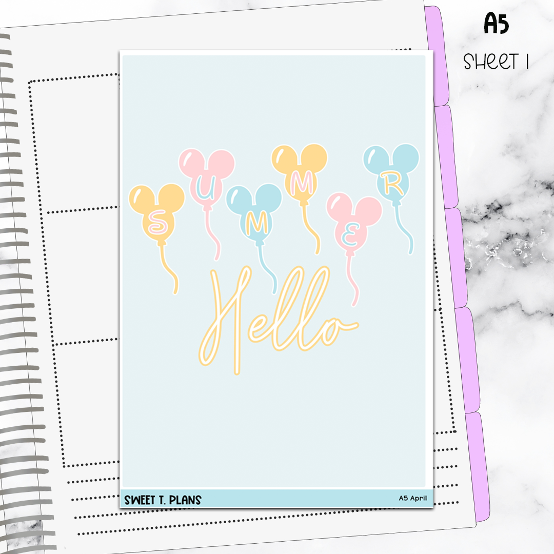 Hello Summer Jumbo Sticker A5w A5 B6 Hobonichi Cousin