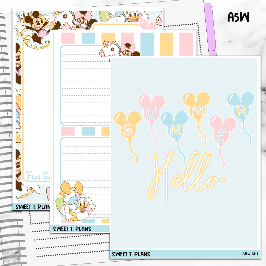 Hello Summer Jumbo Sticker A5w A5 B6 Hobonichi Cousin