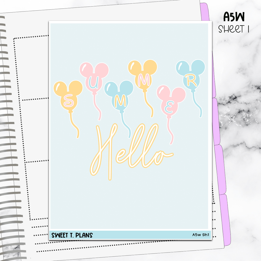 Hello Summer Jumbo Sticker A5w A5 B6 Hobonichi Cousin