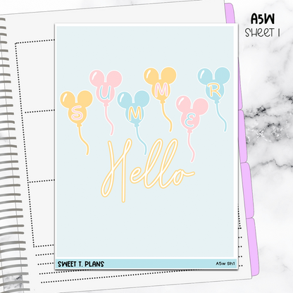 Hello Summer Jumbo Sticker A5w A5 B6 Hobonichi Cousin